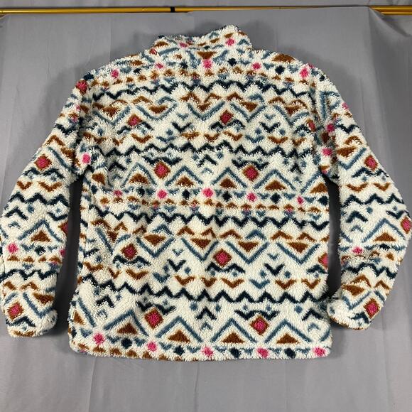 Eddie Bauer Women’s Large Sherpa Fleece Pullover Aztec Print 1/4 Zip Winter Jack - Picture 2 of 12